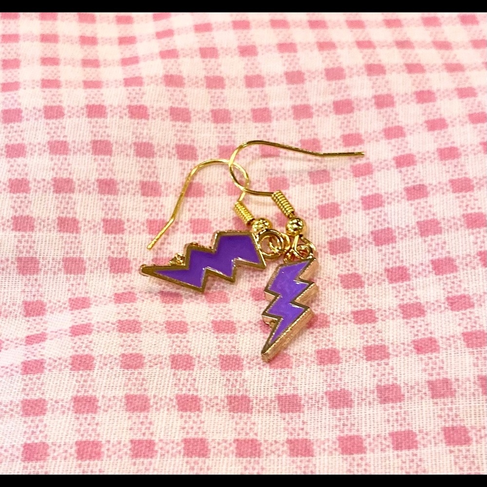 Purple Lightning Bolt Earrings